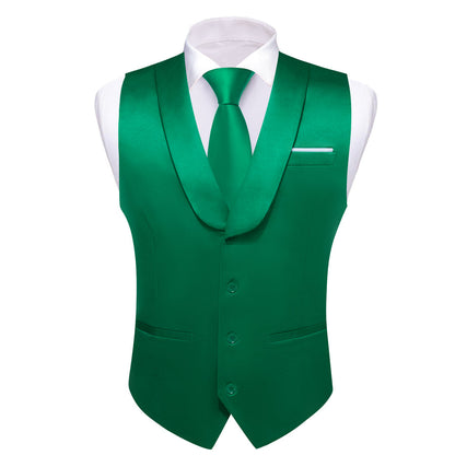 New Green Solid Jacquard Men's Collar Vest Set vest set    - Sophisticated Gentlemen