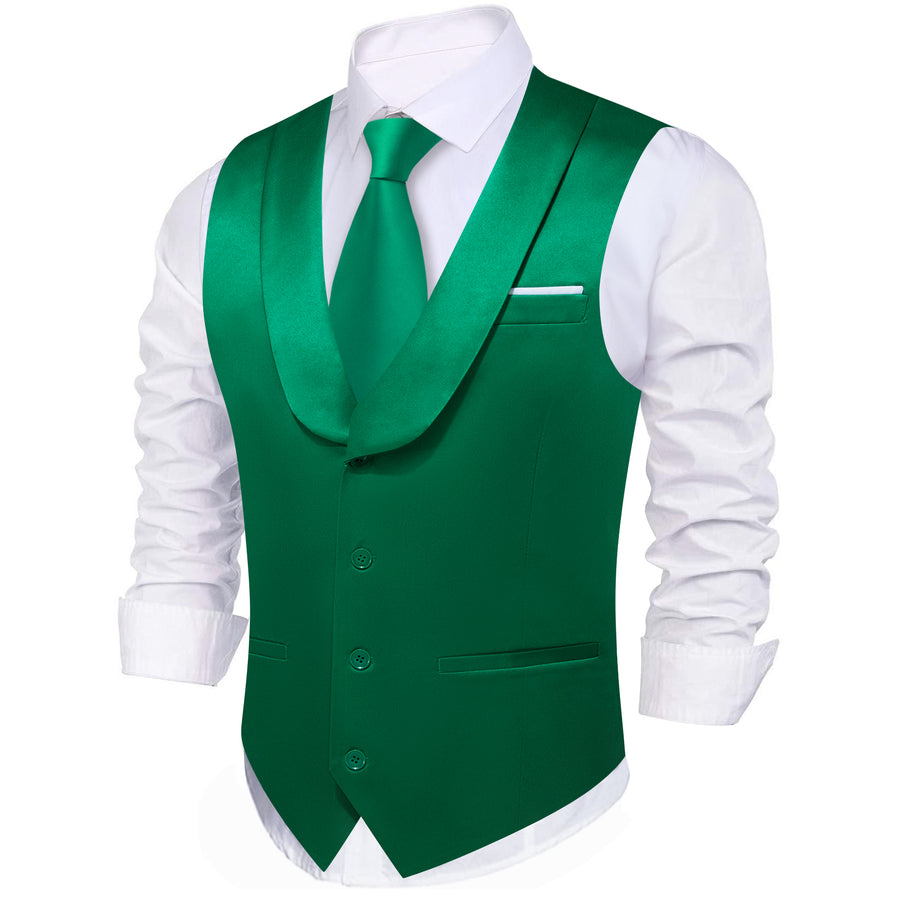 New Green Solid Jacquard Men's Collar Vest Set vest set    - Sophisticated Gentlemen