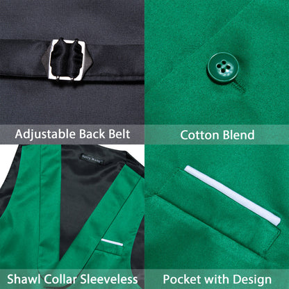 New Green Solid Jacquard Men's Collar Vest Set vest set    - Sophisticated Gentlemen
