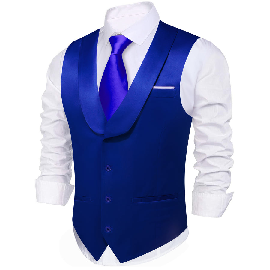 New Blue Solid Jacquard Men's Collar Vest Set vest set    - Sophisticated Gentlemen