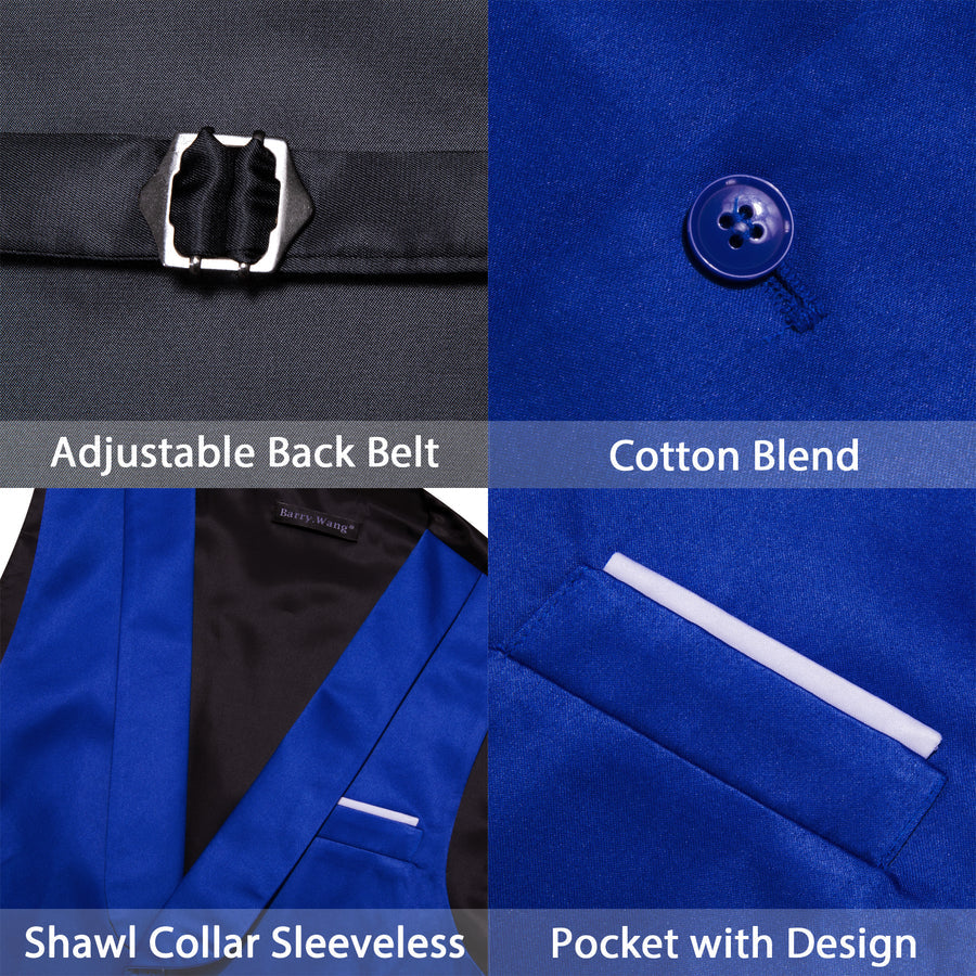 New Blue Solid Jacquard Men's Collar Vest Set vest set    - Sophisticated Gentlemen