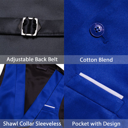 New Blue Solid Jacquard Men's Collar Vest Set vest set    - Sophisticated Gentlemen