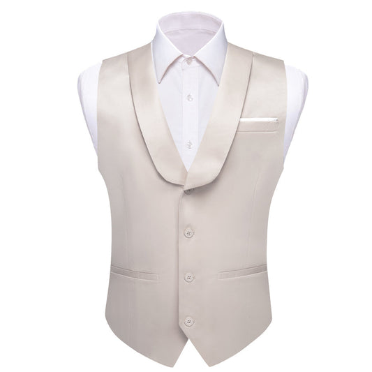 New White Solid Jacquard Men's Collar Vest Set vest set S (Chest 40")   - Sophisticated Gentlemen