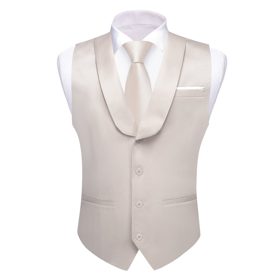 New White Solid Jacquard Men's Collar Vest Set vest set    - Sophisticated Gentlemen