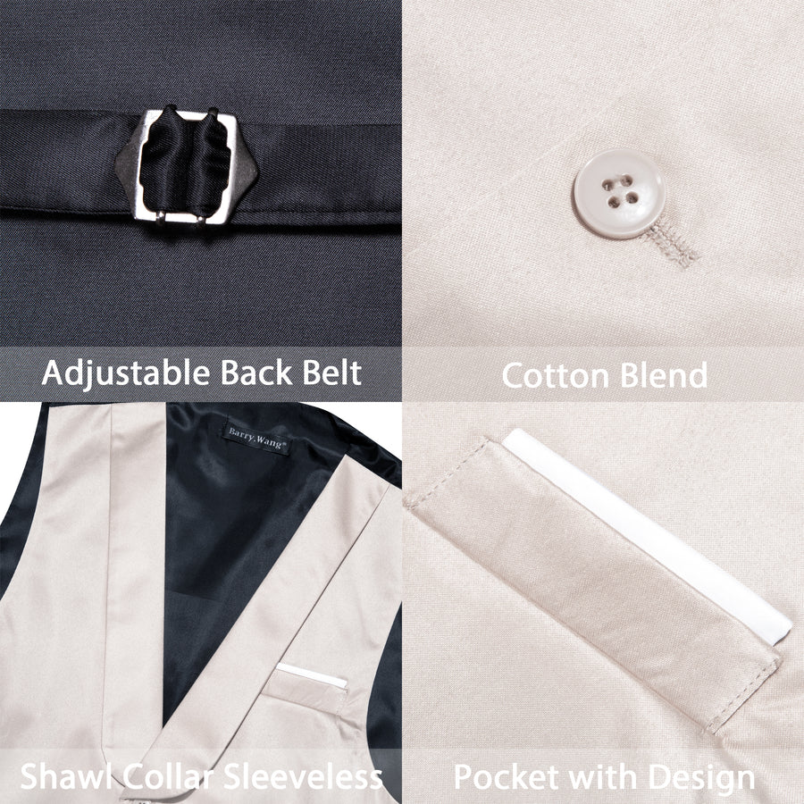 New White Solid Jacquard Men's Collar Vest Set vest set    - Sophisticated Gentlemen