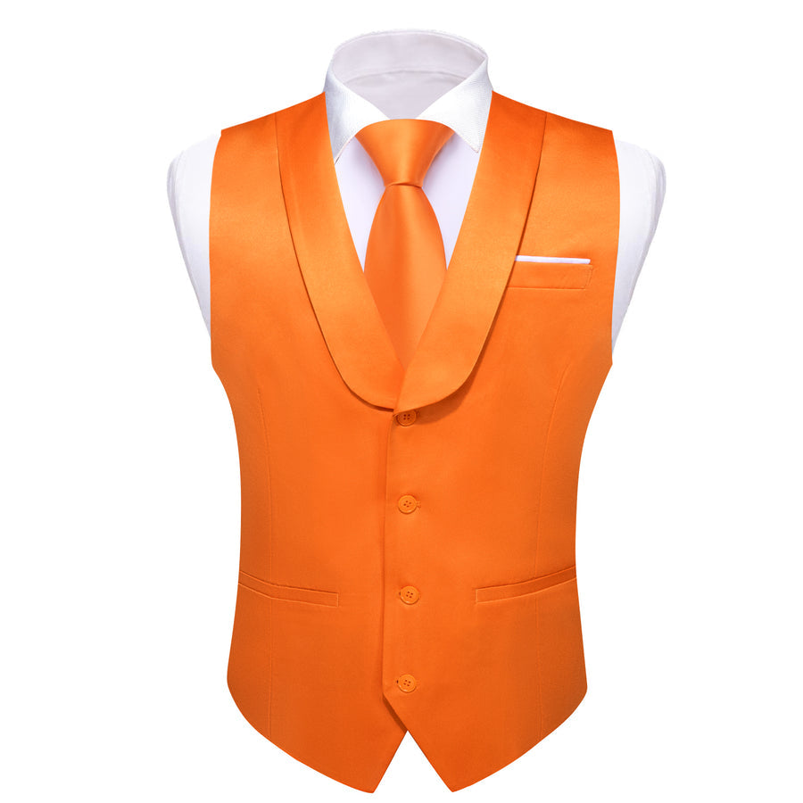 New Orange Solid Jacquard Men's Collar Vest Set vest set    - Sophisticated Gentlemen