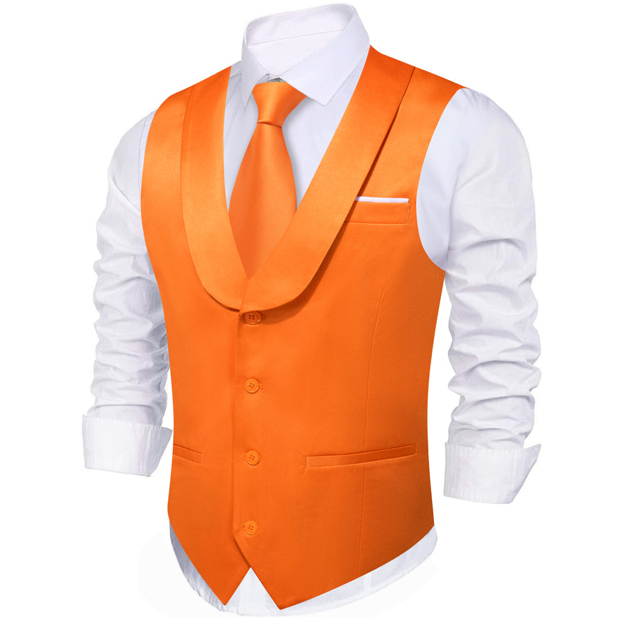 New Orange Solid Jacquard Men's Collar Vest Set vest set    - Sophisticated Gentlemen