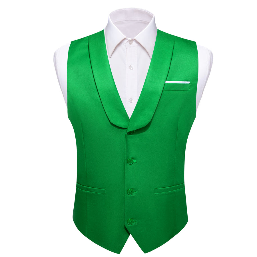 New Lime Green Solid Jacquard Men's Collar Vest Set vest set S (Chest 40")   - Sophisticated Gentlemen