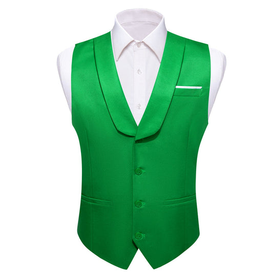 New Lime Green Solid Jacquard Men's Collar Vest Set vest set S (Chest 40")   - Sophisticated Gentlemen