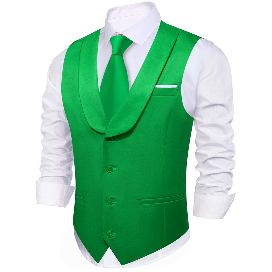 New Lime Green Solid Jacquard Men's Collar Vest Set vest set    - Sophisticated Gentlemen