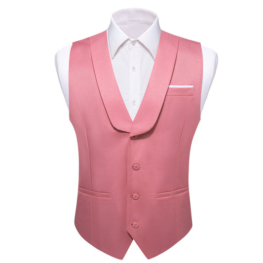 New Light Pink Solid Jacquard Men's Collar Vest Set vest set S (Chest 40")   - Sophisticated Gentlemen