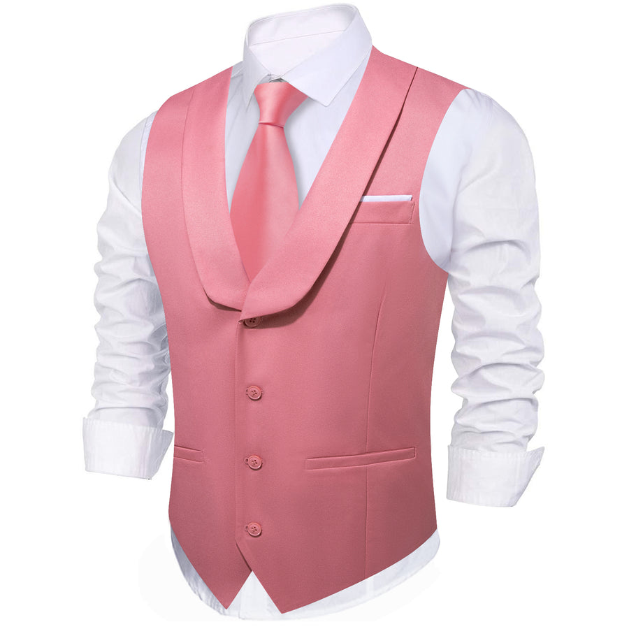 New Light Pink Solid Jacquard Men's Collar Vest Set vest set    - Sophisticated Gentlemen