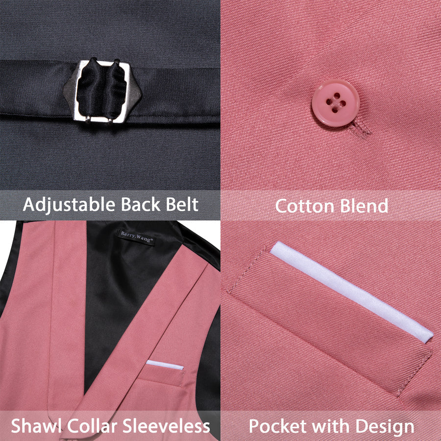 New Light Pink Solid Jacquard Men's Collar Vest Set vest set    - Sophisticated Gentlemen