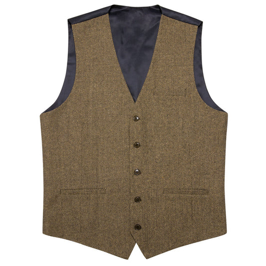 Walnut Brown Solid Jacquard Vest Set vest set S (Chest 40")   - Sophisticated Gentlemen