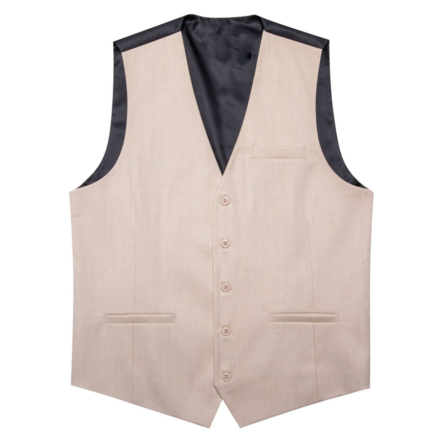 Cream Pink Solid Jacquard Men's Vest Set vest set S (Chest 40")   - Sophisticated Gentlemen