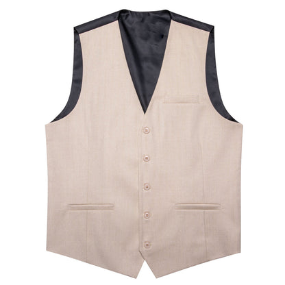 Cream Pink Solid Jacquard Men's Vest Set vest set S (Chest 40")   - Sophisticated Gentlemen