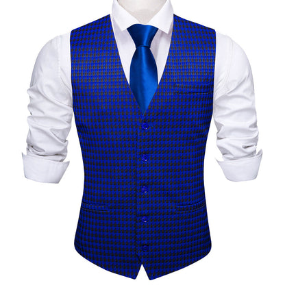 Blue Black Novelty Jacquard Men's Vest Set vest set    - Sophisticated Gentlemen