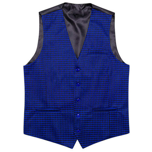 Royal Blue Plaid Jacquard Men's Vest Set vest set S (Chest 40")   - Sophisticated Gentlemen