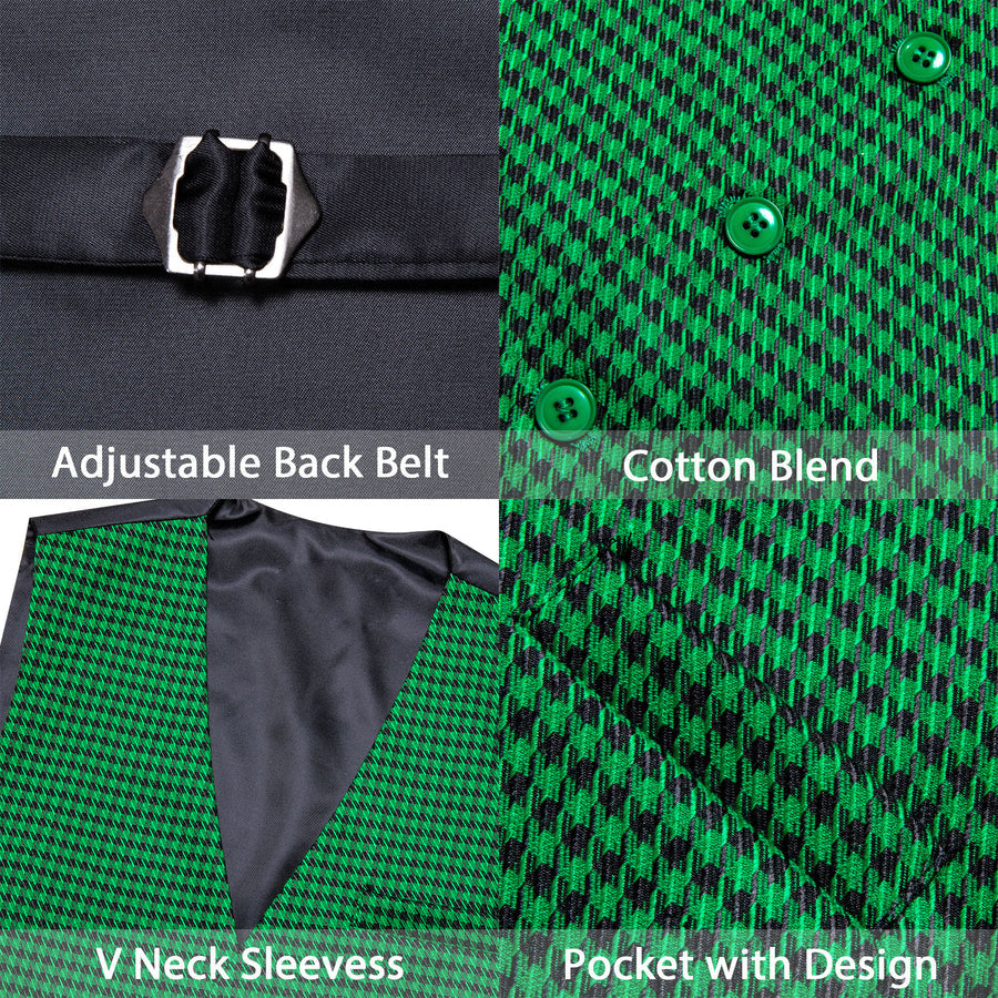 Emerald Green Plaid Jacquard Men's Vest Set vest set    - Sophisticated Gentlemen