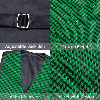 Emerald Green Plaid Jacquard Men's Vest Set vest set    - Sophisticated Gentlemen