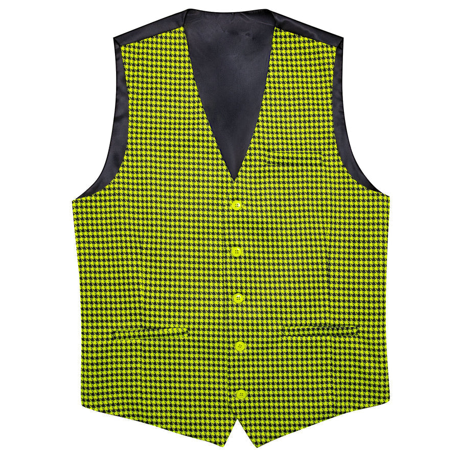Yellow Black Plaid Jacquard Vest Set vest set S (Chest 40")   - Sophisticated Gentlemen