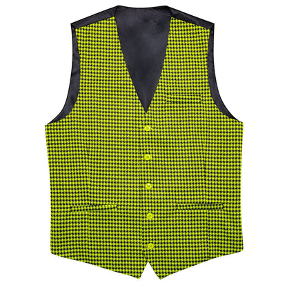 Yellow Black Plaid Jacquard Vest Set vest set S (Chest 40")   - Sophisticated Gentlemen