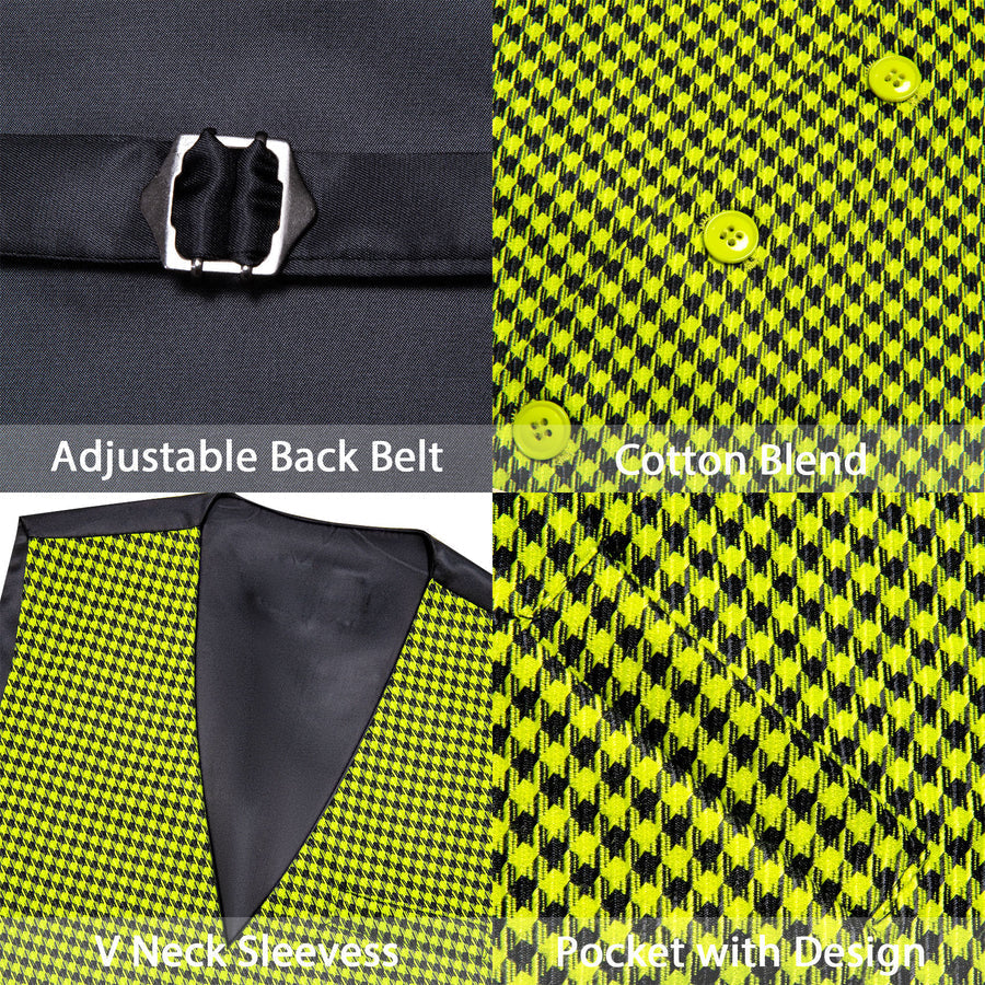 Yellow Black Plaid Jacquard Vest Set vest set    - Sophisticated Gentlemen