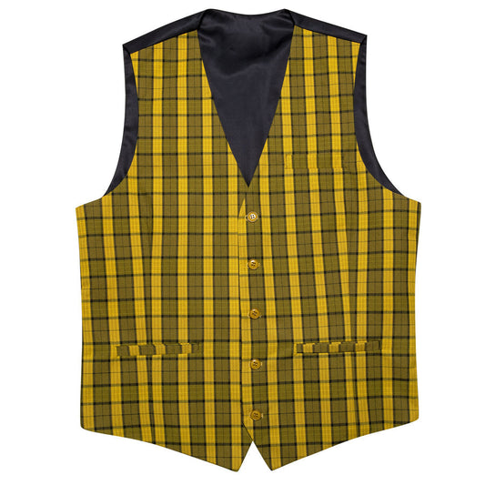 Yellow Black Plaid Novelty Jacquard Vest Set vest set S (Chest 40")   - Sophisticated Gentlemen