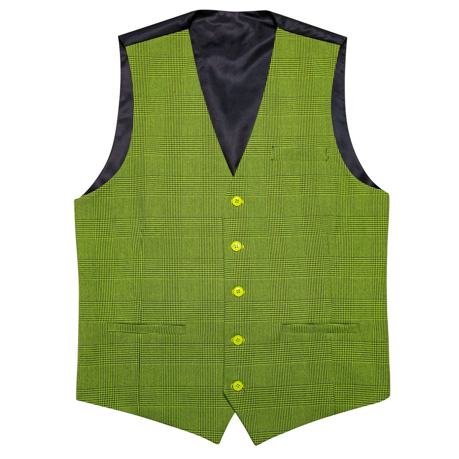 Grass Green Solid Jacquard Men's Vest Set vest set S (Chest 40")   - Sophisticated Gentlemen