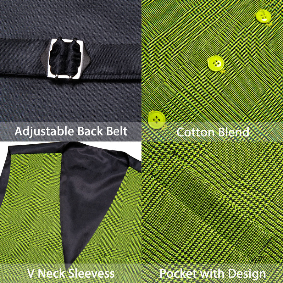 Grass Green Solid Jacquard Men's Vest Set vest set    - Sophisticated Gentlemen