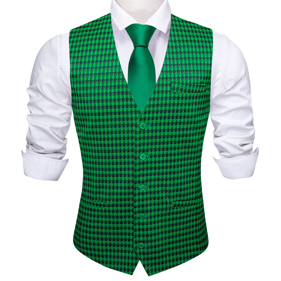 Emerald Green Novelty Jacquard Men's Vest Set vest set    - Sophisticated Gentlemen
