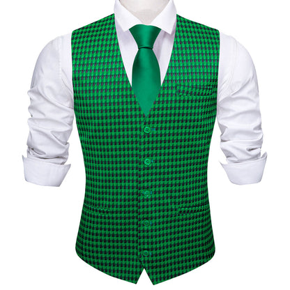 Emerald Green Novelty Jacquard Men's Vest Set vest set    - Sophisticated Gentlemen