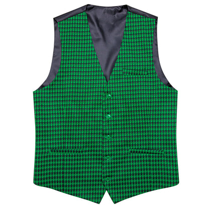 Emerald Green Novelty Jacquard Men's Vest Set vest set S (Chest 40")   - Sophisticated Gentlemen
