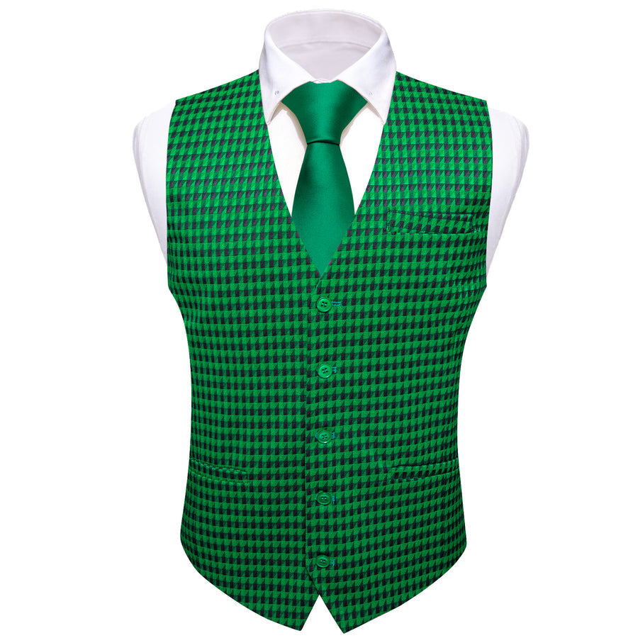 Emerald Green Novelty Jacquard Men's Vest Set vest set    - Sophisticated Gentlemen