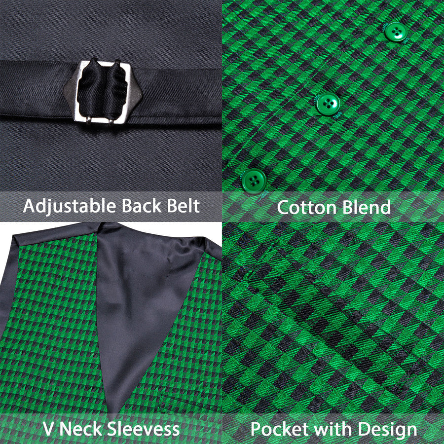 Emerald Green Novelty Jacquard Men's Vest Set vest set    - Sophisticated Gentlemen