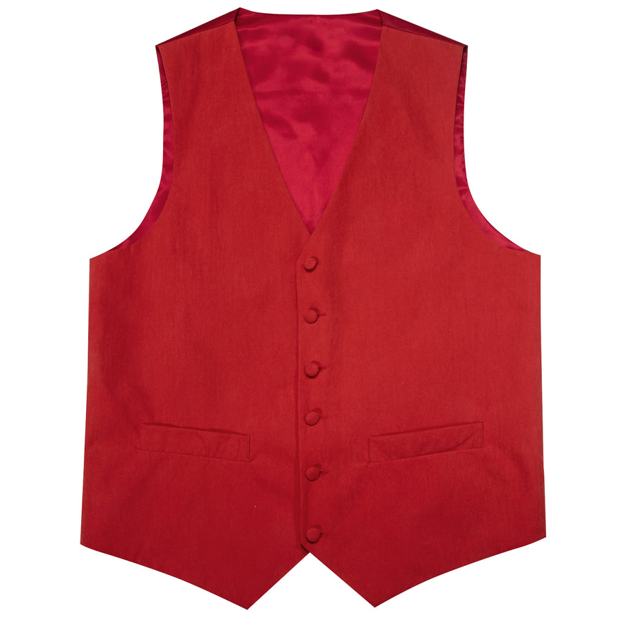 Classic Red Solid Splicing Jacquard Men's Vest Set vest set    - Sophisticated Gentlemen