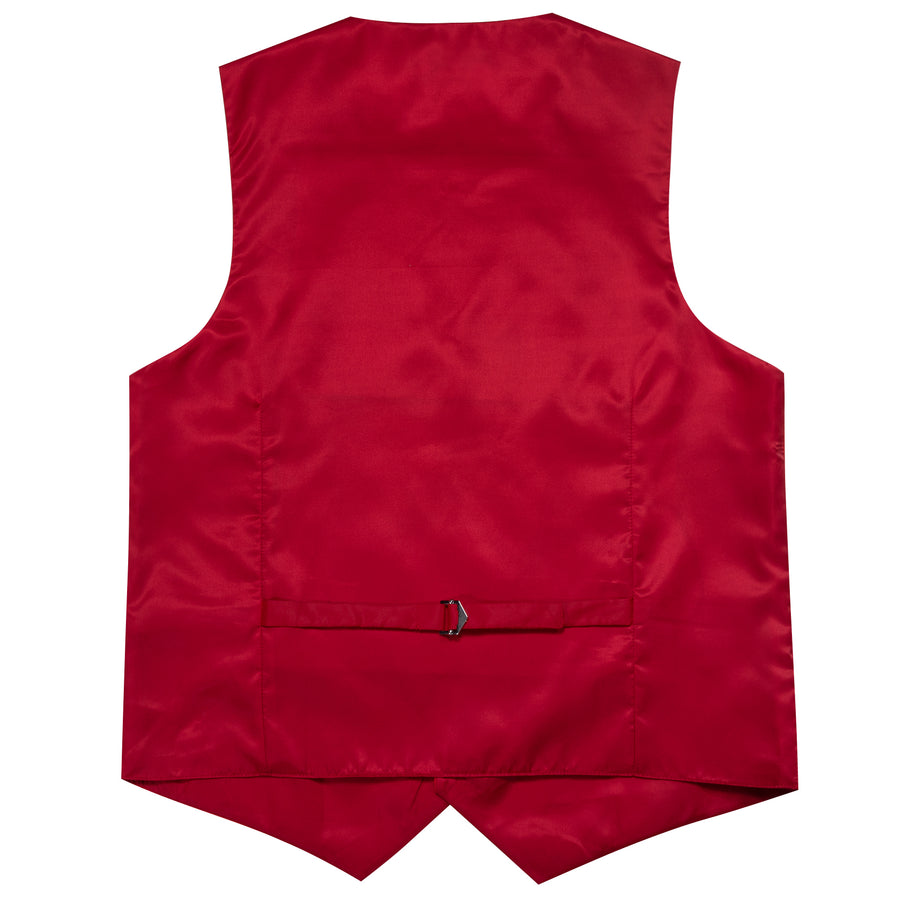 Classic Red Solid Splicing Jacquard Men's Vest Set vest set    - Sophisticated Gentlemen