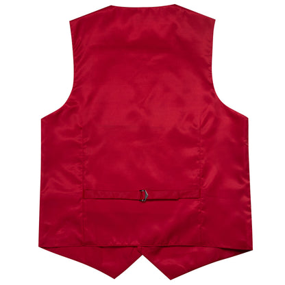 Classic Red Solid Splicing Jacquard Men's Vest Set vest set    - Sophisticated Gentlemen