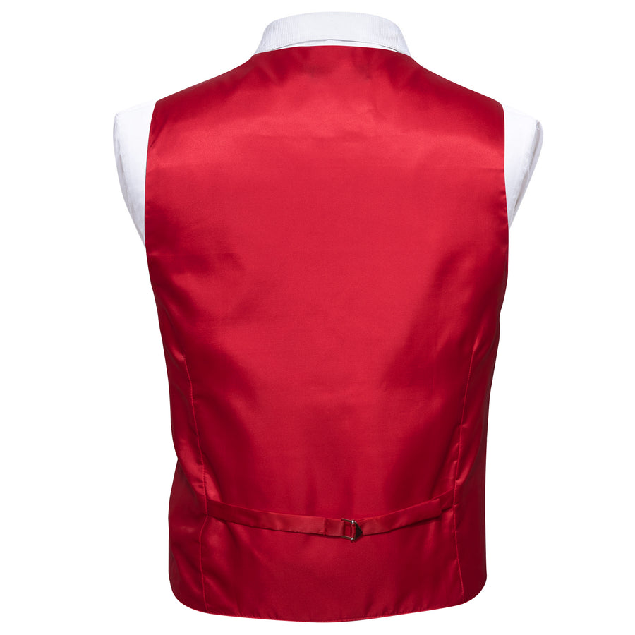 Classic Red Solid Splicing Jacquard Men's Vest Set vest set    - Sophisticated Gentlemen