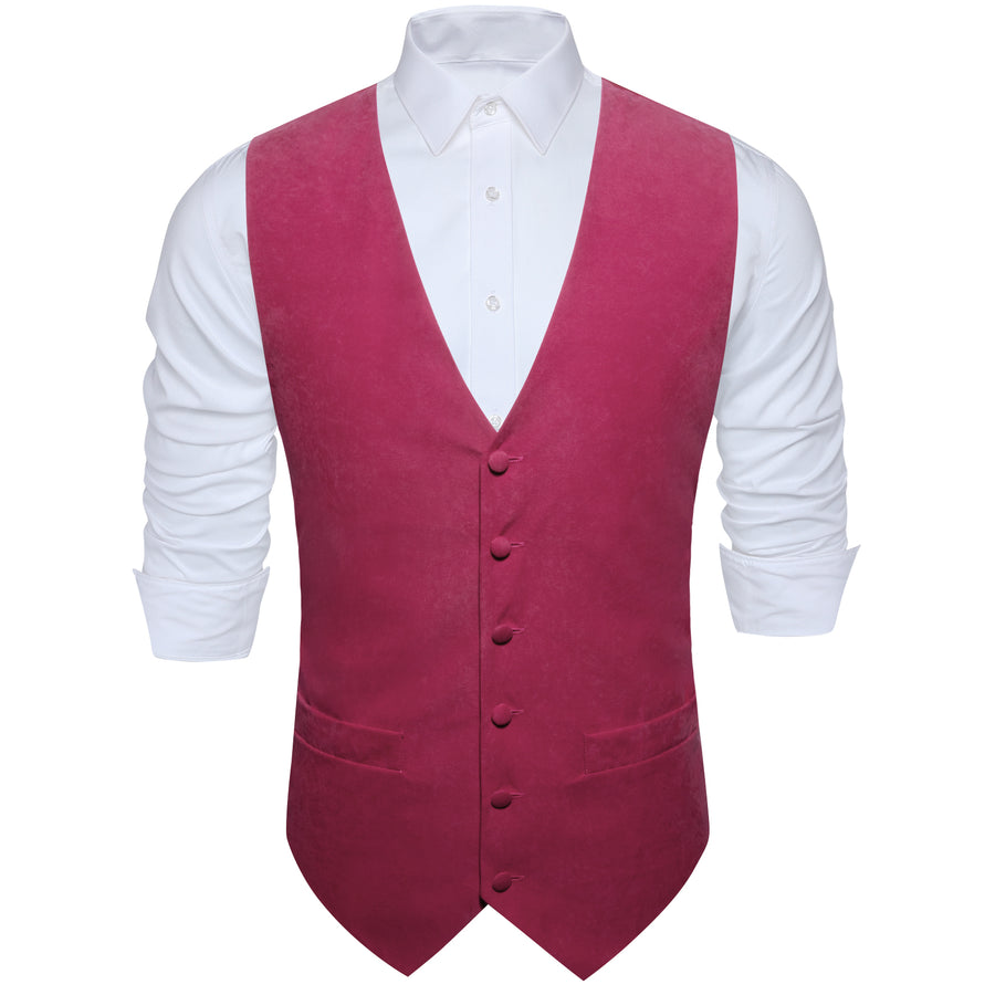Red Solid Splicing Jacquard Vest Set vest set    - Sophisticated Gentlemen