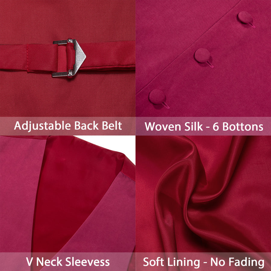 Red Solid Splicing Jacquard Vest Set vest set    - Sophisticated Gentlemen