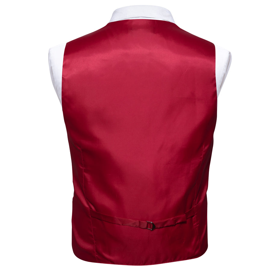 Red Solid Splicing Jacquard Vest Set vest set    - Sophisticated Gentlemen
