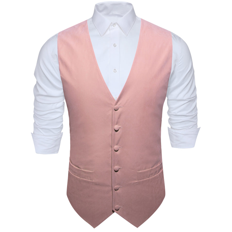 New Pink Solid Splicing Jacquard Men's Vest Set vest set    - Sophisticated Gentlemen