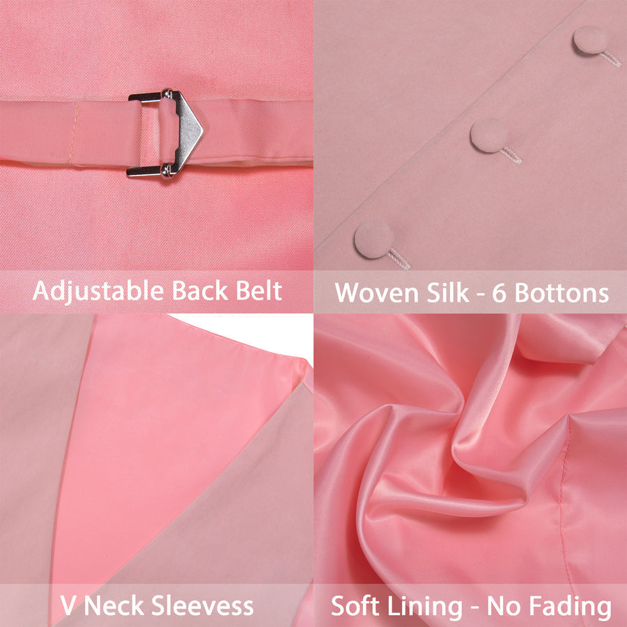 New Pink Solid Splicing Jacquard Men's Vest Set vest set    - Sophisticated Gentlemen