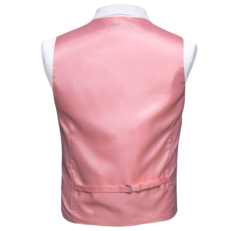 New Pink Solid Splicing Jacquard Men's Vest Set vest set    - Sophisticated Gentlemen