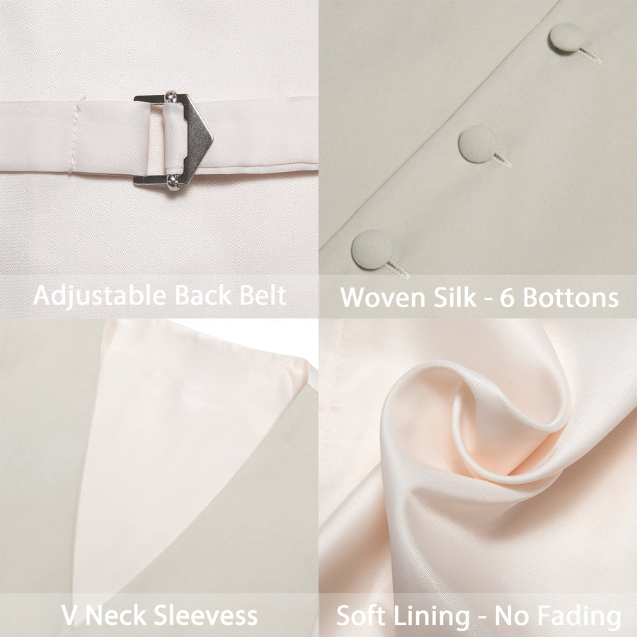 Champagne White Solid Splicing Jacquard Men's Vest Set vest set    - Sophisticated Gentlemen