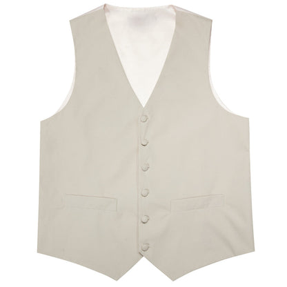 Champagne White Solid Splicing Jacquard Men's Vest Set vest set    - Sophisticated Gentlemen