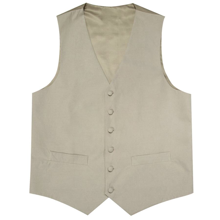 Light Brown Solid Splicing Jacquard Men's Vest Set vest set    - Sophisticated Gentlemen
