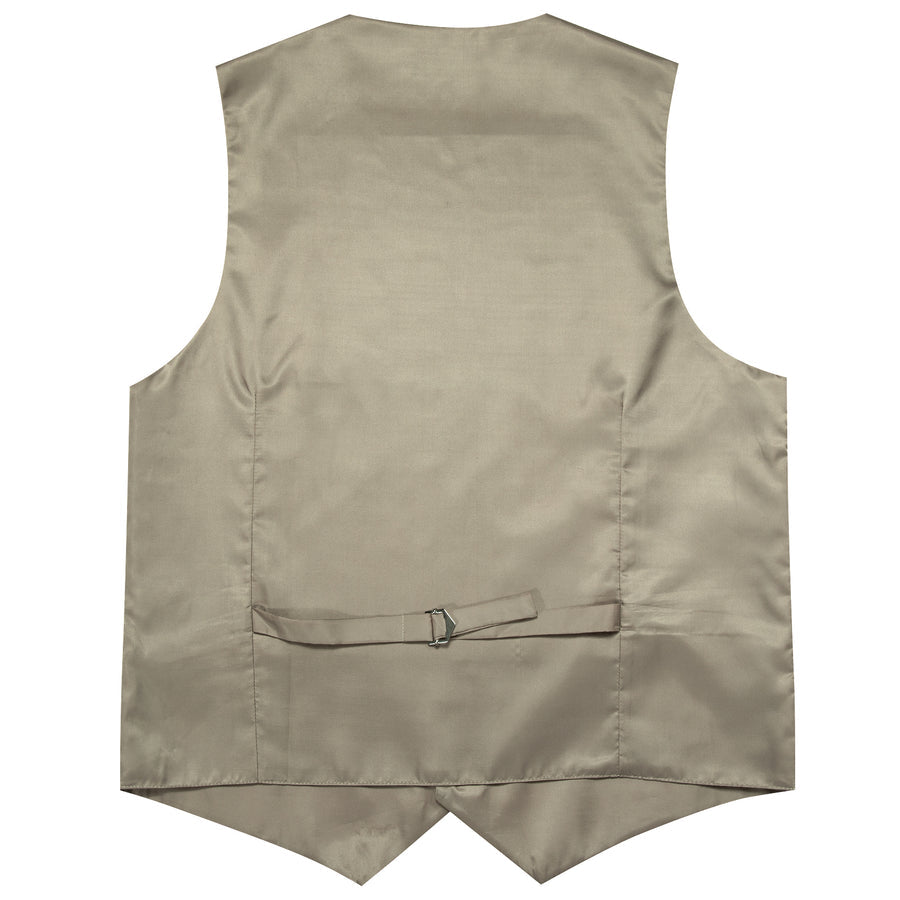 Light Brown Solid Splicing Jacquard Men's Vest Set vest set    - Sophisticated Gentlemen