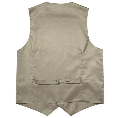 Light Brown Solid Splicing Jacquard Men's Vest Set vest set    - Sophisticated Gentlemen